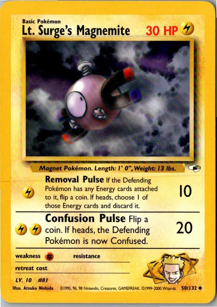 Lt. Surge's Magnemite 50/132 Gym Heroes – Vorderseite