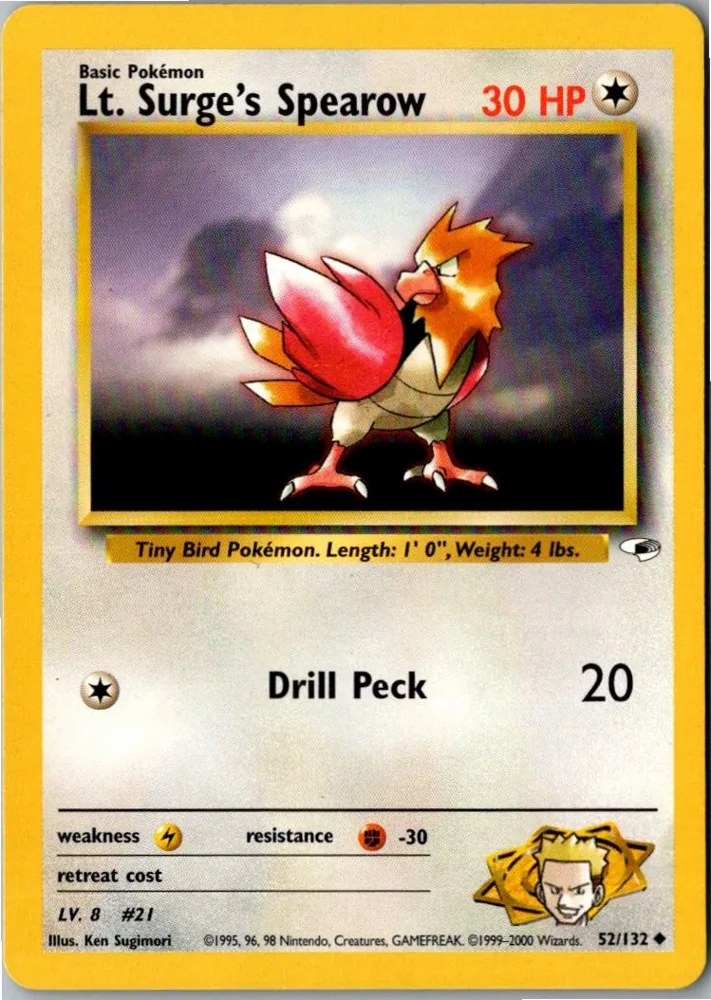 Lt. Surge's Spearow 52/132 Gym Heroes – Vorderseite