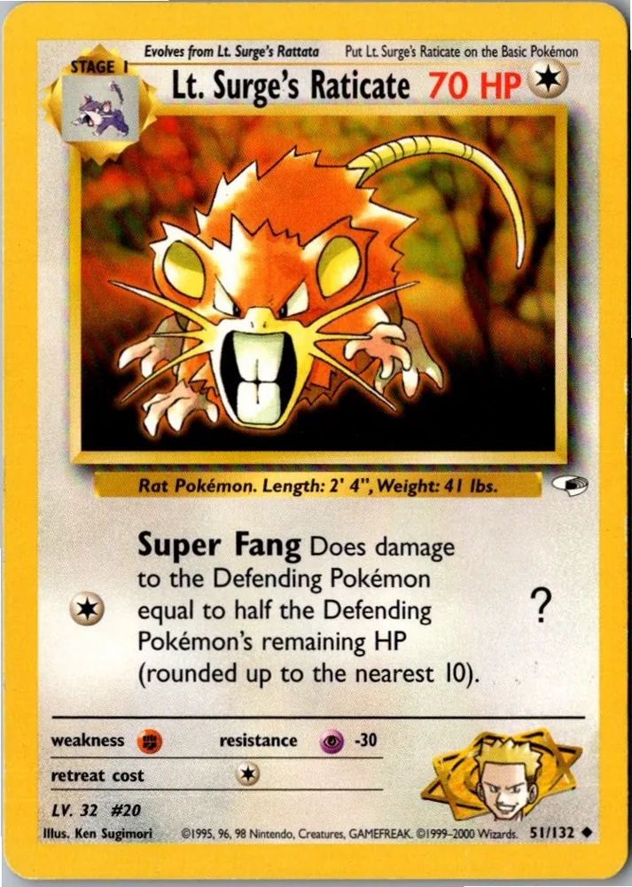 Lt. Surge's Raticate 51/132 Gym Heroes – Vorderseite