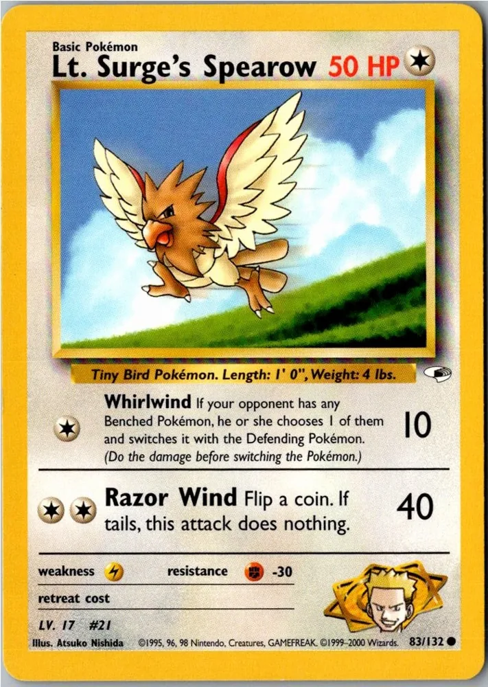 Lt. Surge's Spearow 83/132 Gym Heroes – Vorderseite