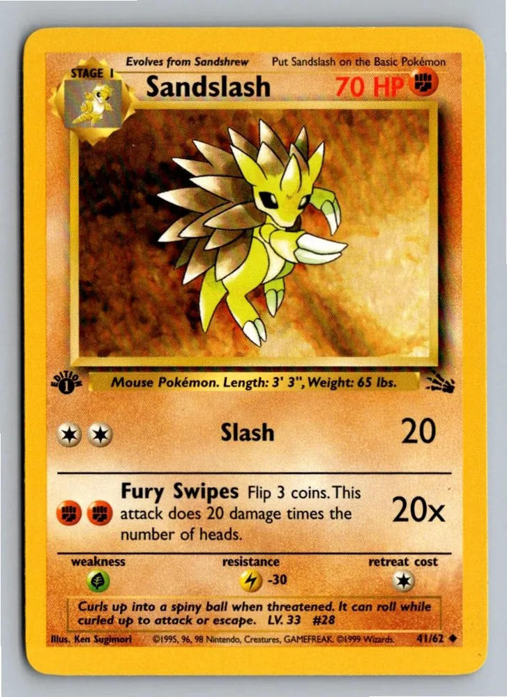 Sandslash Sandamer 41/62 Fossil – Vorderseite