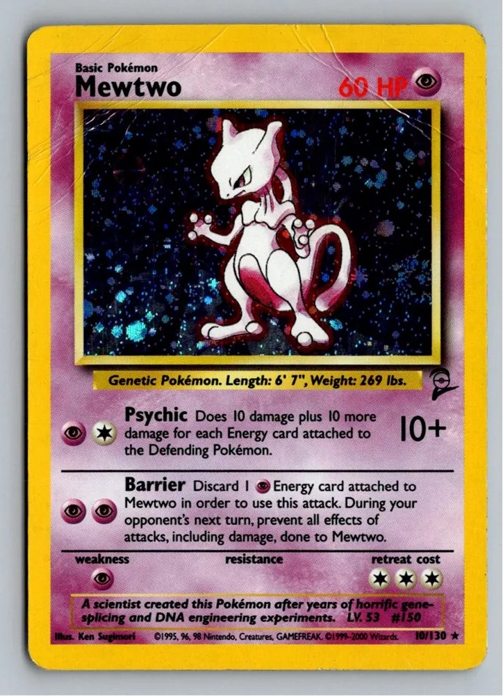 Mewtwo Mewtu 10/130 Base Set 2 – Vorderseite