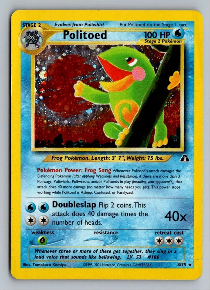 Politoed Quaxo 8/75 Neo Entdeckung – Vorderseite