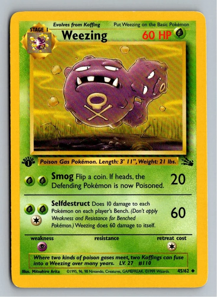 Weezing Smogmog 45/62 Fossil – Vorderseite