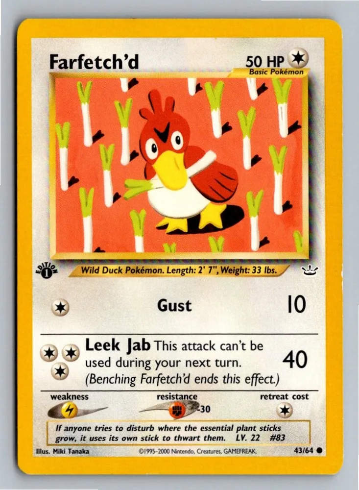 Farfetch'd Porenta 43/64 Neo Revelation – Vorderseite