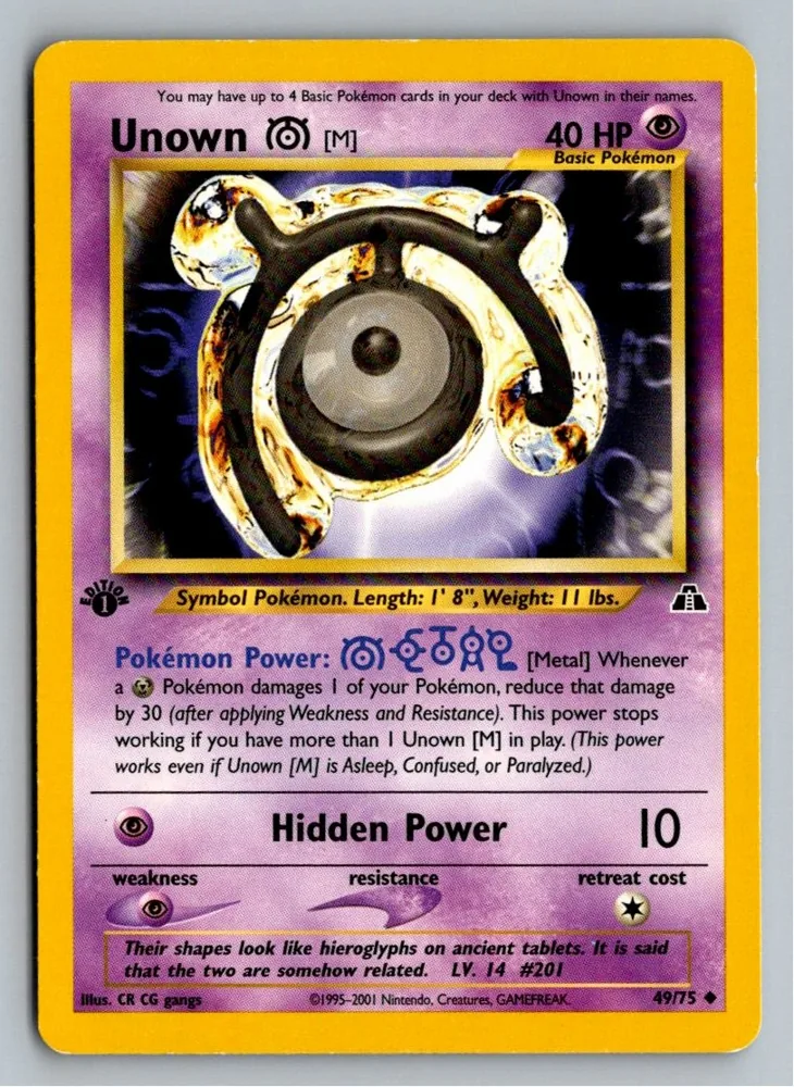 Unown [M] Icognito M 49/75 Neo Entdeckung – Vorderseite