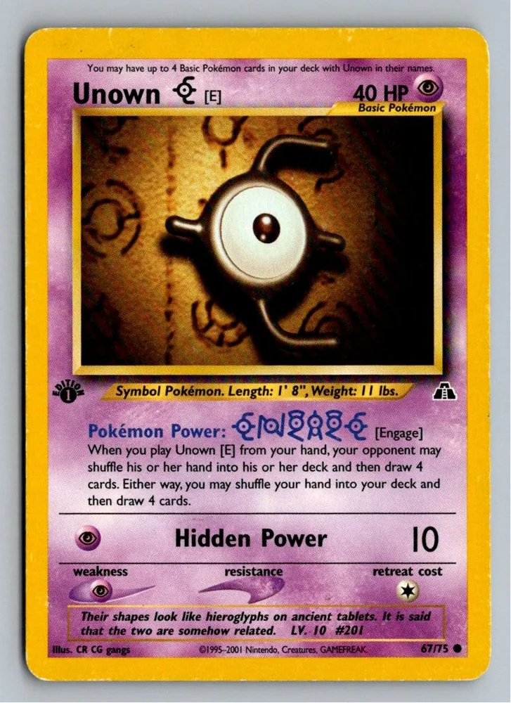 Unown [E] Icognito E 67/75 Neo Entdeckung – Vorderseite
