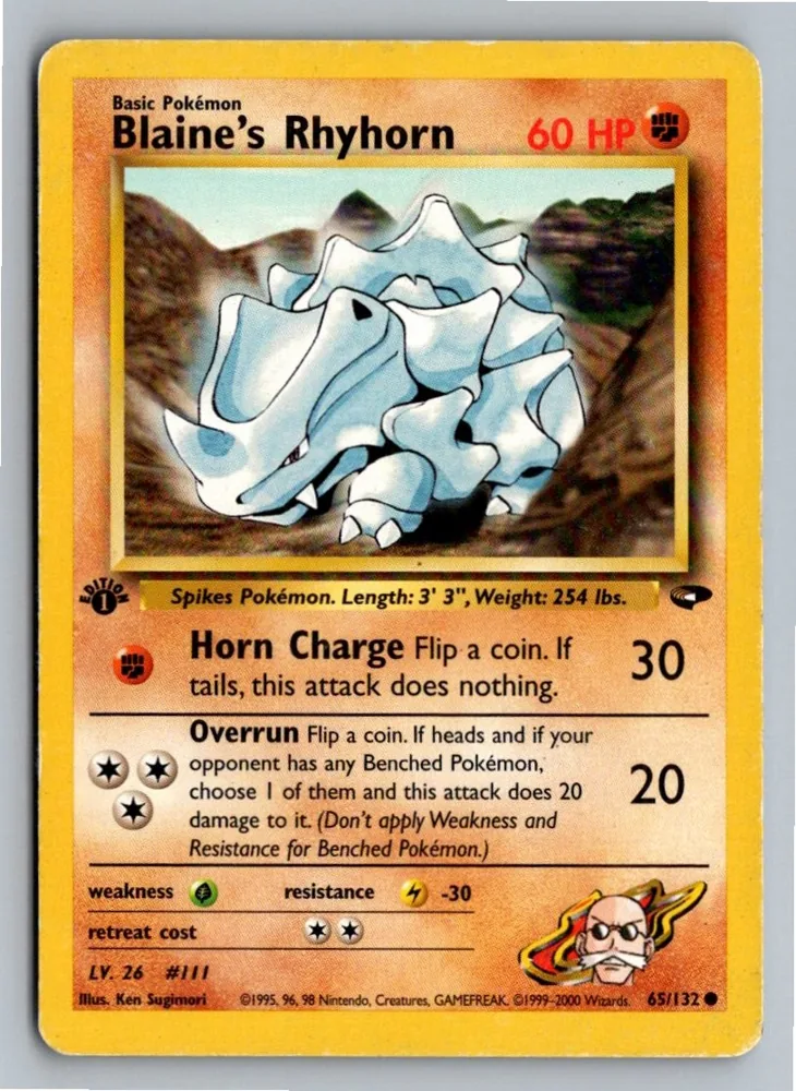 Blaine's Rhyhorn 65/132 Gym Challenge – Vorderseite