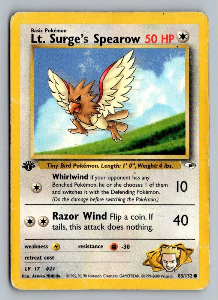Lt. Surge's Spearow 83/132 Gym Heroes – Vorderseite