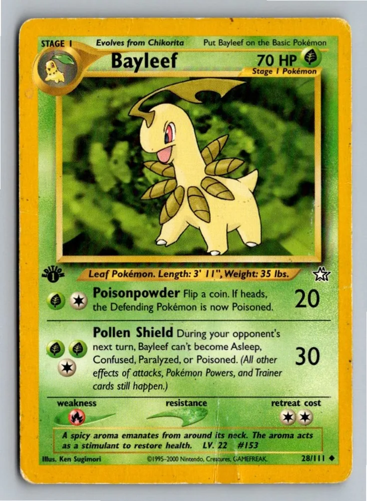 Bayleef Lorblatt 28/111 Neo Genesis – Vorderseite