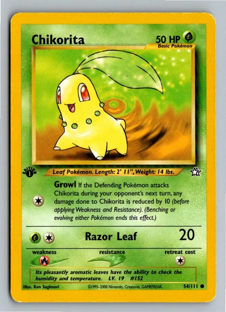 Chikorita Endivie 54/111 Neo Genesis – Vorderseite