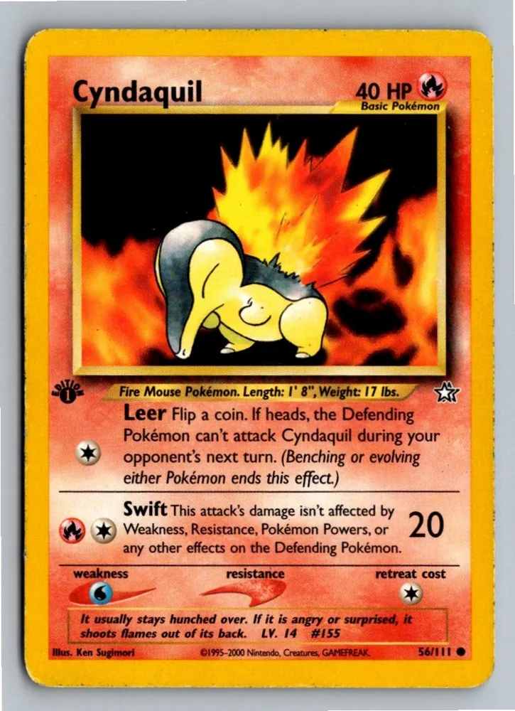 Cyndaquil Feurigel 56/111 Neo Genesis – Vorderseite
