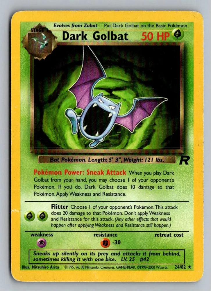 Dark Golbat Dunkles Golbat 24/82 Team Rocket – Vorderseite