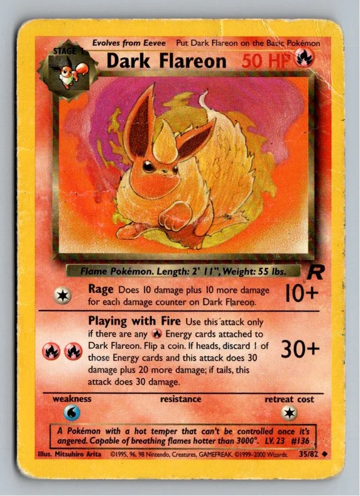 Dark Flareon Dunkles Flamara 35/82 Team Rocket – Vorderseite