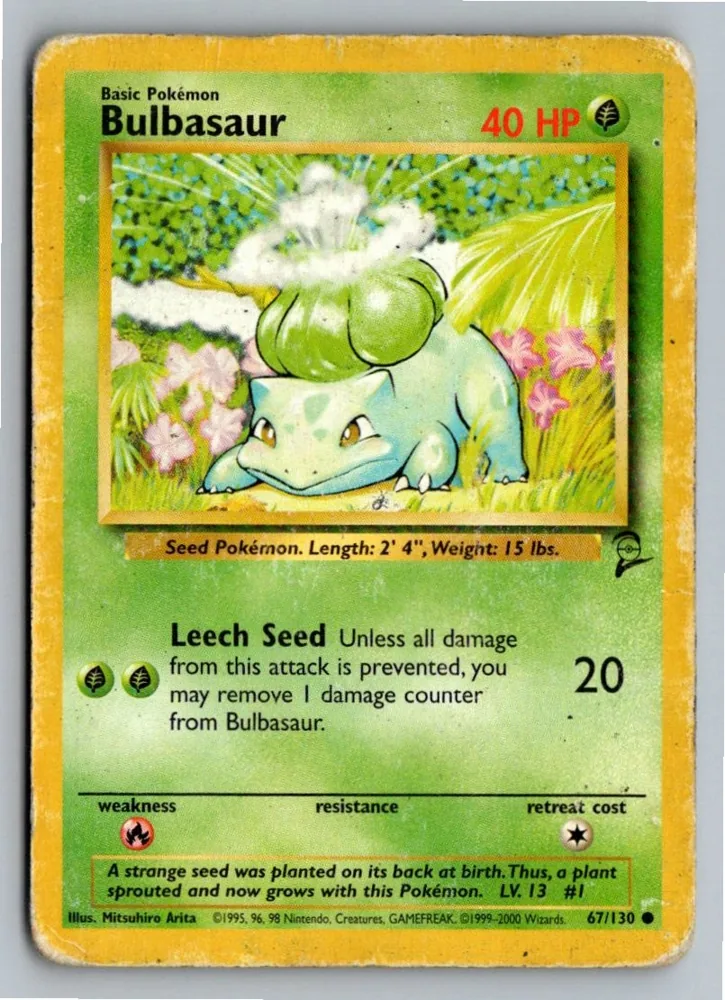 Bulbasaur Bisasam 67/130 Base Set 2 – Vorderseite