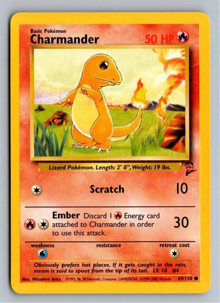 Charmander Glumanda 69/130 Base Set 2 – Vorderseite