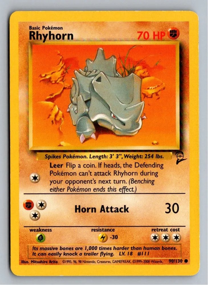 Rhyhorn Rihorn 90/130 Base Set 2 – Vorderseite