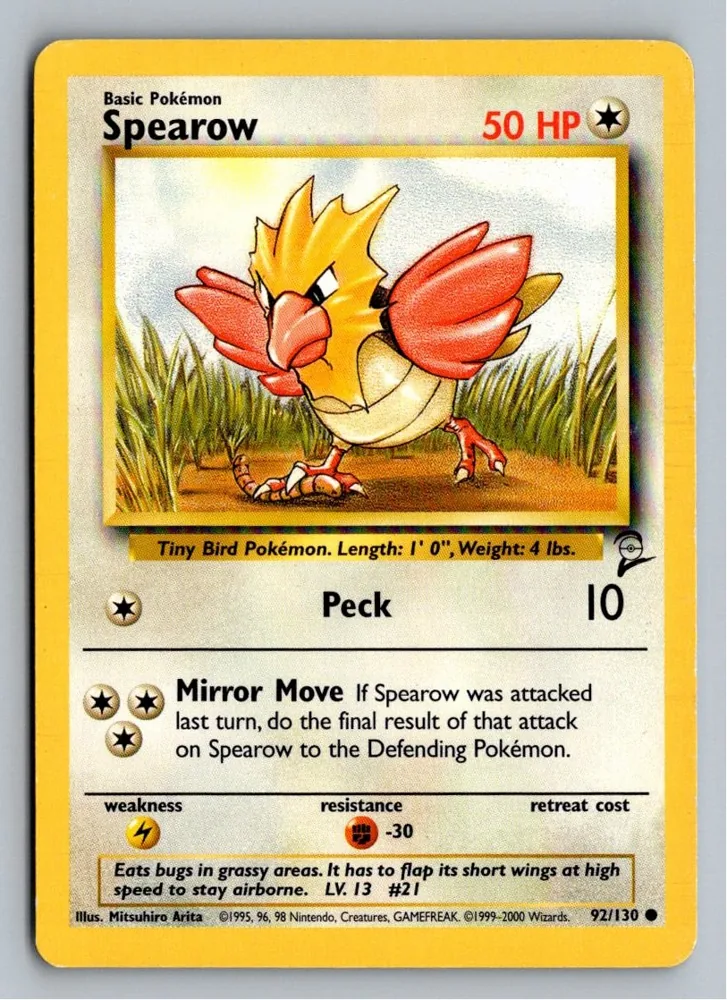 Spearow Habitak 92/130 Base Set 2 – Vorderseite