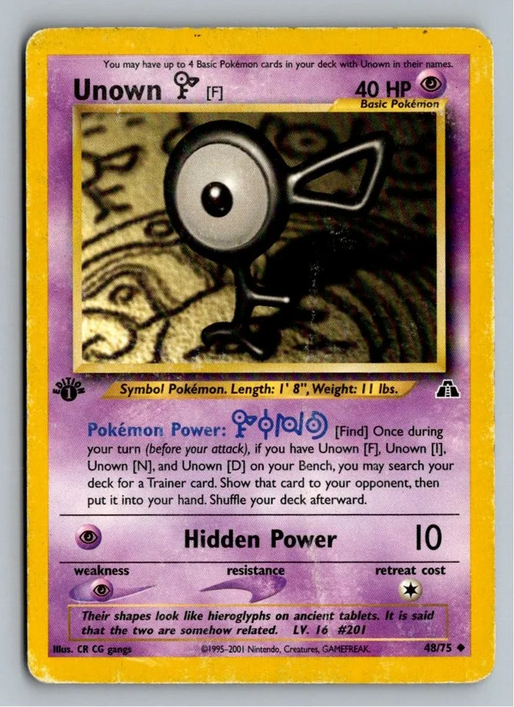 Unown [F] Icognito F 48/75 Neo Entdeckung – Vorderseite