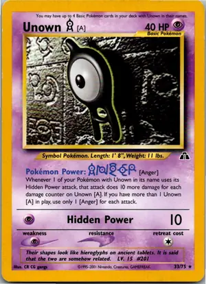 Pokémon-Karte Unown [A] Icognito A 33/75 Neo Entdeckung