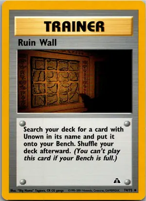 Pokémon-Karte Ruin Wall Ruinenwand 74/75 Neo Entdeckung