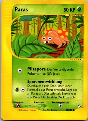 Pokémon-Karte Paras 99/147 Aquapolis