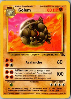 Pokémon-Karte Golem Geowaz 36/62 Fossil