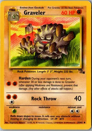 Pokémon-Karte Graveler Georok 37/62 Fossil