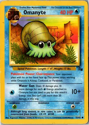 Pokémon-Karte Omanyte Amonitas 52/62 Fossil