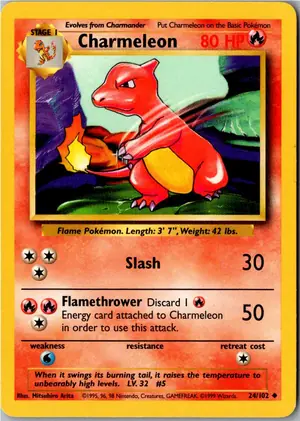 Pokémon-Karte Charmeleon Glutexo 24/102 Grundset
