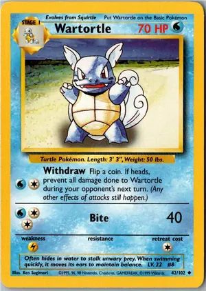 Pokémon-Karte Wartortle Schillok 42/102 Grundset