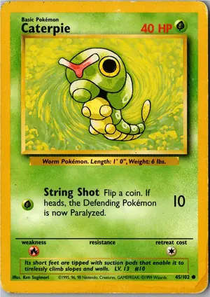 Pokémon-Karte Caterpie Raupy 45/102 Grundset