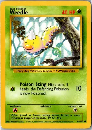 Pokémon-Karte Weedle Hornliu 69/102 Grundset