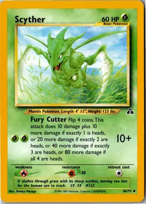 Pokémon-Karte Scyther Sichlor 46/75 Neo Entdeckung