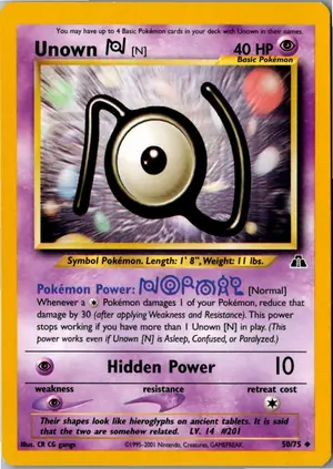 Pokémon-Karte Unown [N] Icognito N 50/75 Neo Entdeckung