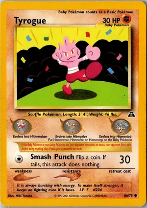 Pokémon-Karte Tyrogue Rabauz 66/75 Neo Entdeckung
