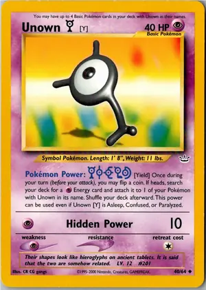 Pokémon-Karte Unown [Y] Icognito Y 40/64 Neo Revelation