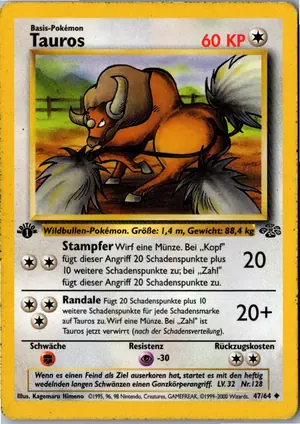 Pokémon-Karte Tauros 47/64 Dschungel