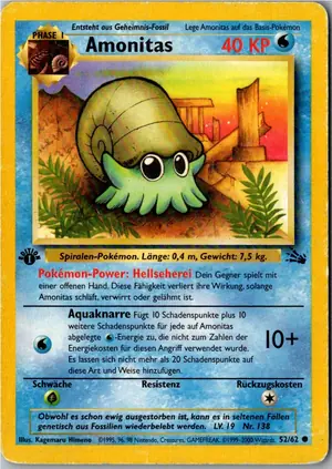 Pokémon-Karte Amonitas 52/62 Fossil