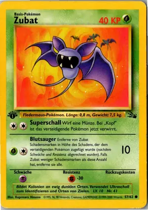 Pokémon-Karte Zubat 57/62 Fossil