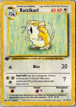 Pokémon-Karte Rattikarl 40/102 Grundset