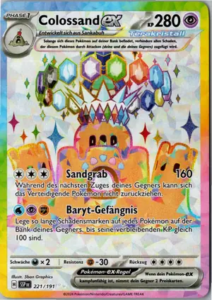 Pokémon-Karte Colossand ex 221/191 Stürmische Funken