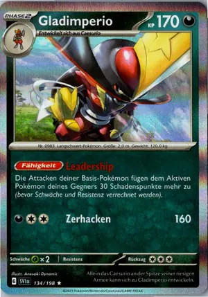 Pokémon-Karte Gladimperio 134/198 Karmesin & Purpur