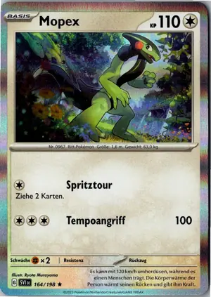 Pokémon-Karte Mopex 164/198 Karmesin & Purpur