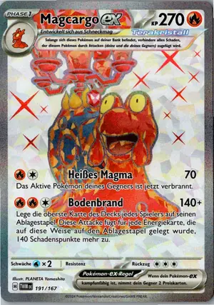 Pokémon-Karte Magcargo ex 191/167 Maskerade im Zwielicht