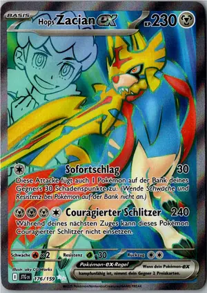Pokémon-Karte Hops Zacian ex 176/159 Reisegefährten