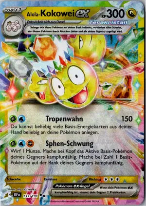 Pokémon-Karte Alola-Kokowei ex 133/191 Stürmische Funken