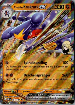 Pokémon-Karte Cynthias Knakrack ex 104/182 Ewige Rivalen