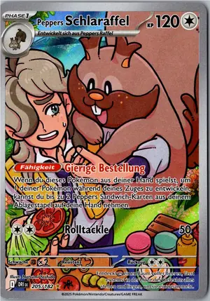 Pokémon-Karte Peppers Schlaraffel 205/182 Ewige Rivalen