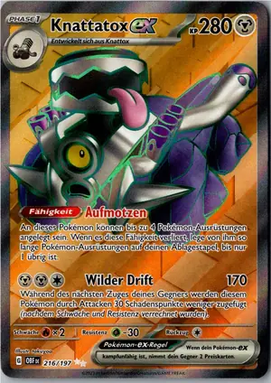 Pokémon-Karte Knattatox ex 216/197 Obsidianflammen